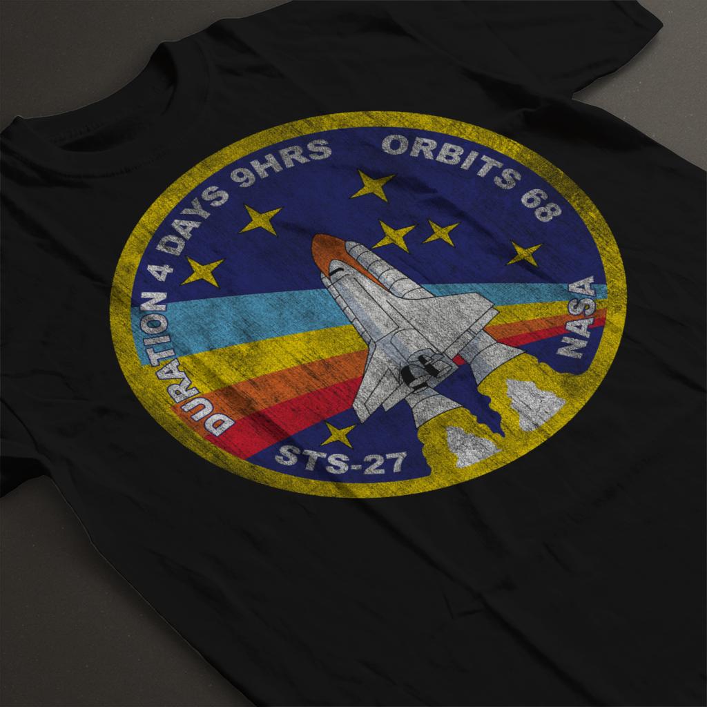 NASA STS 27 Atlantis Mission Badge Distressed Women/'s T-Shirt